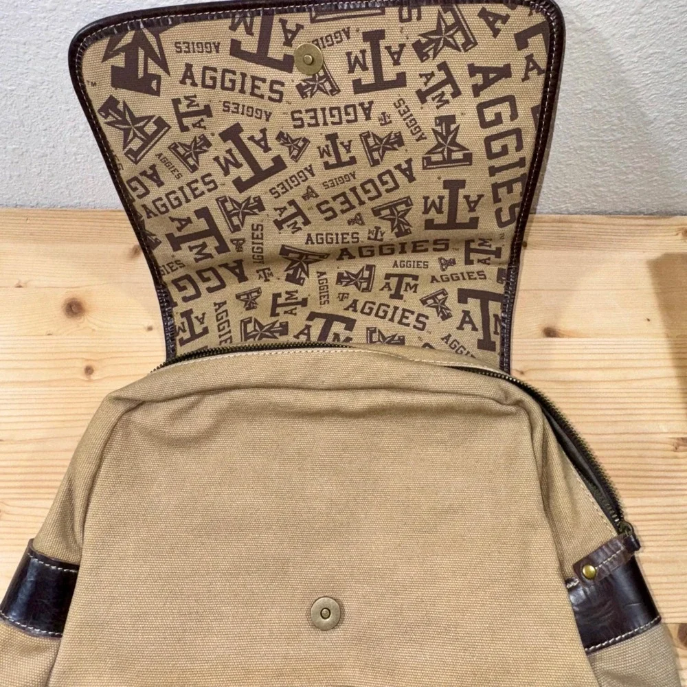 Fossil Texas A&M Aggies Leather‎ Canvas Backpack – Embossed Logo, Rare